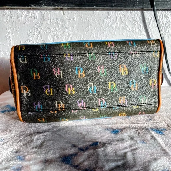 Vintage Y2K Dooney & Bourke Rainbow Monogram Mini Bowler Handbag w/ Heart Charm - Picture 7 of 17